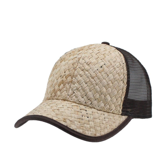 Natural Straw Mesh Adjustable Trucker Baseball Cap
