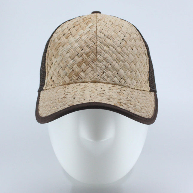 Natural Straw Mesh Adjustable Trucker Baseball Cap
