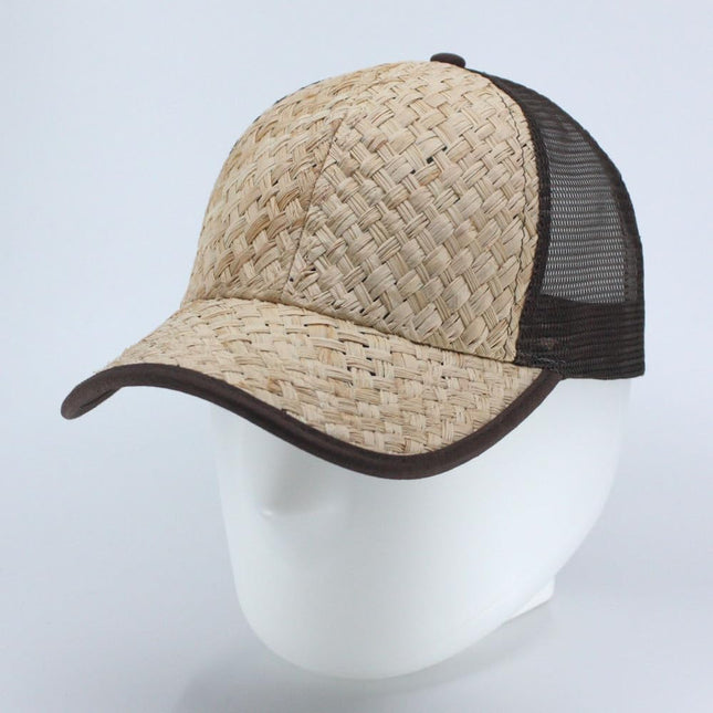 Natural Straw Mesh Adjustable Trucker Baseball Cap