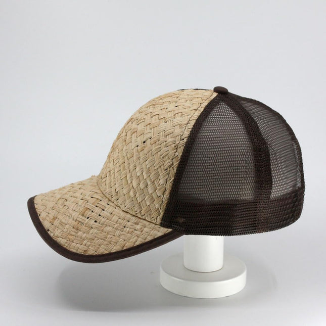 Natural Straw Mesh Adjustable Trucker Baseball Cap