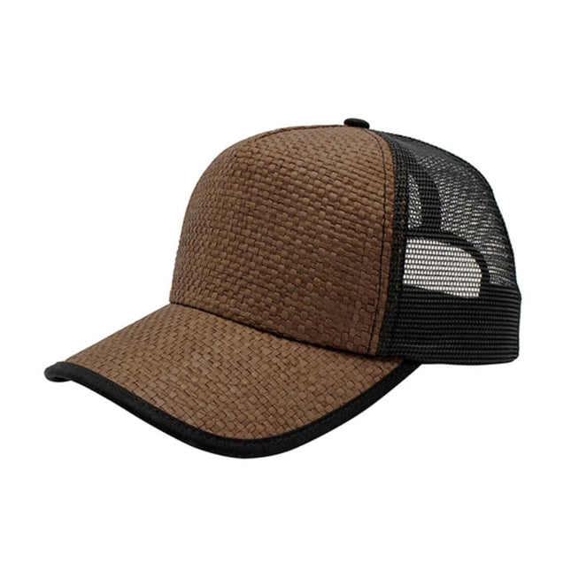 Natural Straw Mesh Adjustable Trucker Baseball Cap