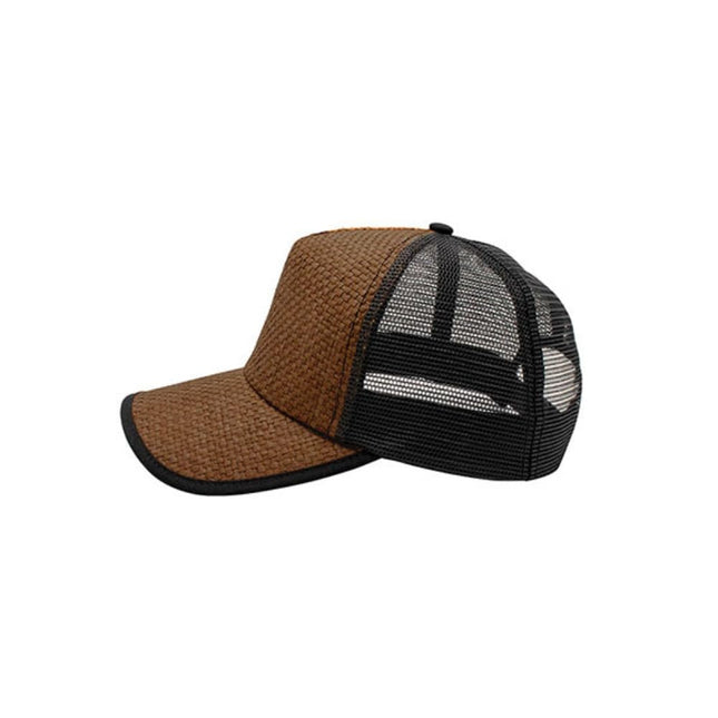 Natural Straw Mesh Adjustable Trucker Baseball Cap