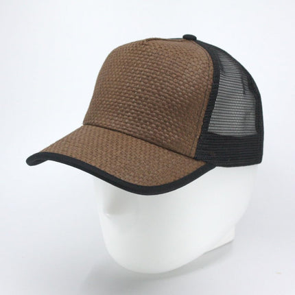 Natural Straw Mesh Adjustable Trucker Baseball Cap