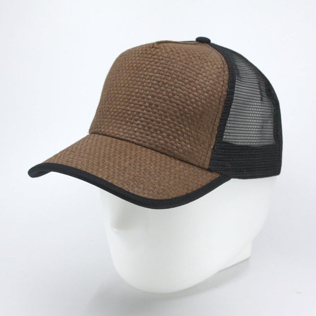 Natural Straw Mesh Adjustable Trucker Baseball Cap