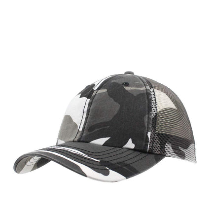 Washed Camouflage Unstructured Low Profile Mesh Adjustable Baseball Cap