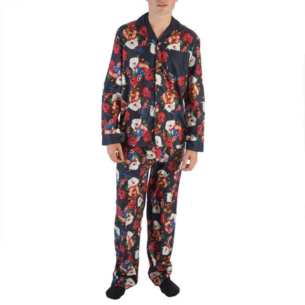 Marvel Avengers Captain America Iron Man Spier-Man Hawaiian All Over Print Floral Men Long Sleeve Sleep Wear Pajama Set
