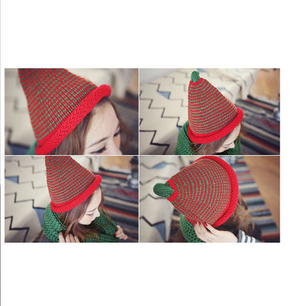 Striped Cone Light Cuff Knit Beanies Skull Cap