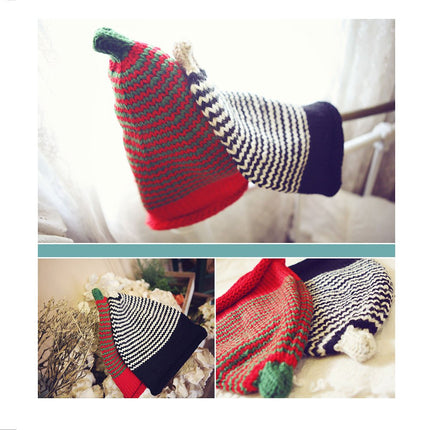 Striped Cone Light Cuff Knit Beanies Skull Cap