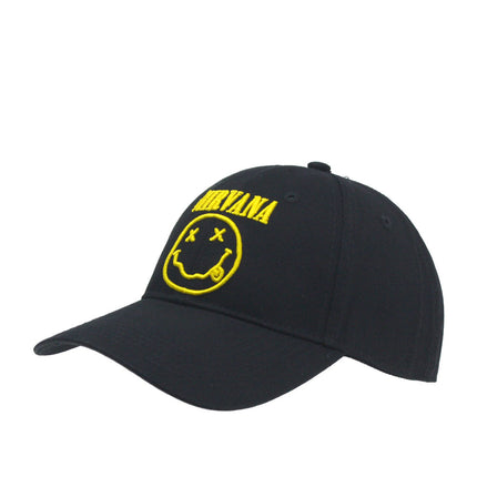 Nirvana Logo & Happy Face Unisex Cotton Adjustable Baseball Cap Black