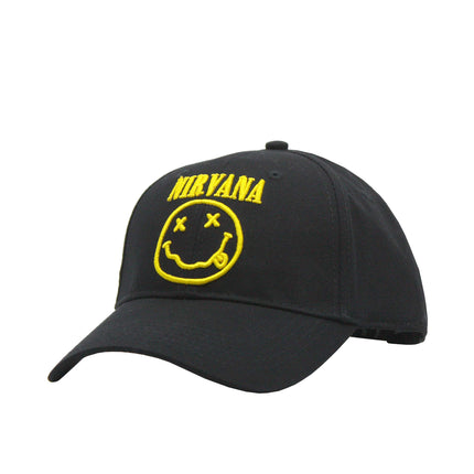Nirvana Logo & Happy Face Unisex Cotton Adjustable Baseball Cap Black