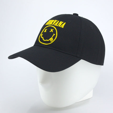 Nirvana Logo & Happy Face Unisex Cotton Adjustable Baseball Cap Black