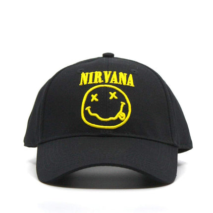 Nirvana Logo & Happy Face Unisex Cotton Adjustable Baseball Cap Black