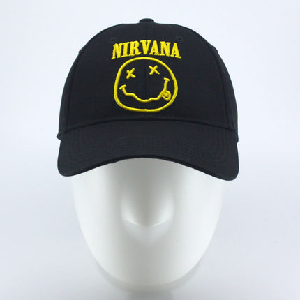 Nirvana Logo & Happy Face Unisex Cotton Adjustable Baseball Cap Black