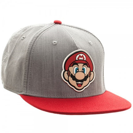Nintendo Super Mario Rubber Sonic Weld Adjustable Snapback Baseball Cap Gray/Red