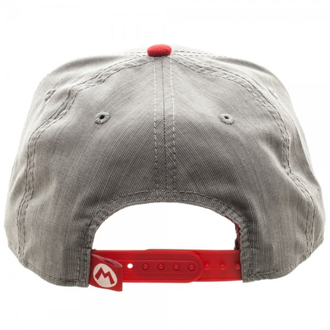 Nintendo Super Mario Rubber Sonic Weld Adjustable Snapback Baseball Cap Gray/Red