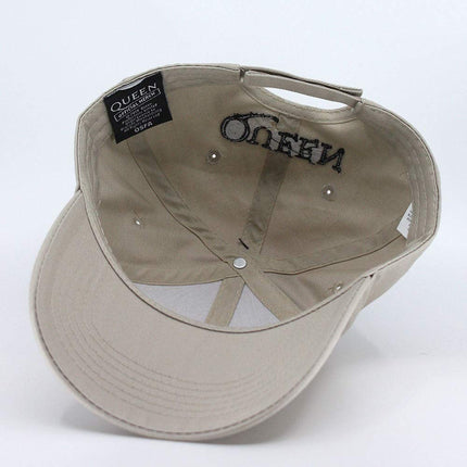 Queen Unisex Cotton Adjustable Baseball Cap Black Classic Crest - Sand