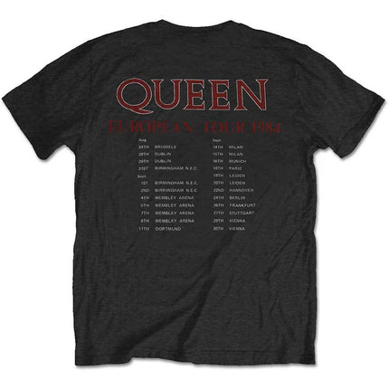 Queen European Tour 1984 Unisex Cotton Short Sleeves Tee Shirt - Black