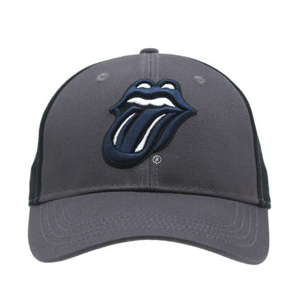 The Rolling Stones Navy Tongue Unisex Cotton 2-Tone Baseball Cap - Charcoal Grey & Black