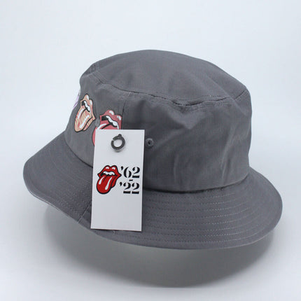 The Rolling Stones Unisex Cotton Bucket Hat - Multi-Tongue Pattern - Grey L/XL