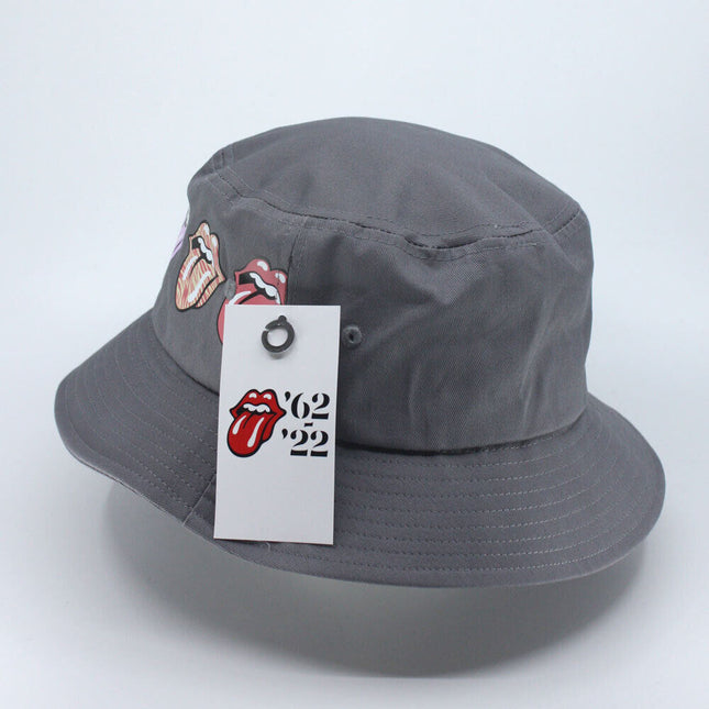 The Rolling Stones Unisex Cotton Bucket Hat - Multi-Tongue Pattern - Grey L/XL
