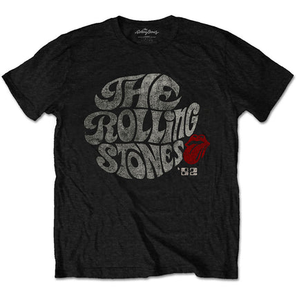 The Rolling Stones Unisex Swirl Logo '82 Cotton Short Sleeves Tee Shirt Black