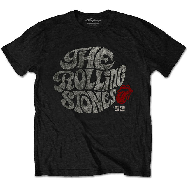The Rolling Stones Unisex Swirl Logo '82 Cotton Short Sleeves Tee Shirt Black