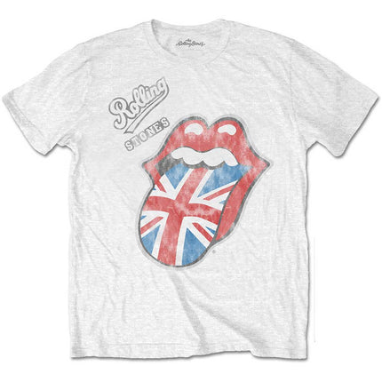 The Rolling Stones Vintage British Tongue Unisex Cotton Short Sleeves Tee Shirt White