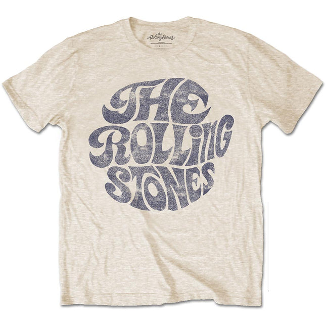 The Rolling Stones Vintage 1970s Logo Unisex Cotton Short Sleeves Tee Shirt Sand