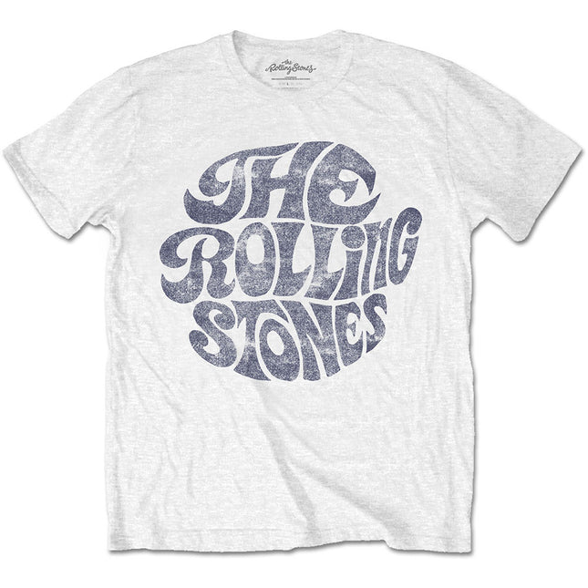 The Rolling Stones Vintage 1970s Logo Unisex Cotton Short Sleeves Tee Shirt White