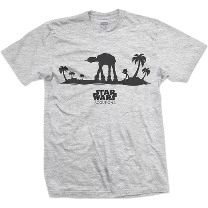 Star Wars Rogue One at-at Episode VIII Silhouette Line Art Cotton Short Sleeves Tee Shirt Gray