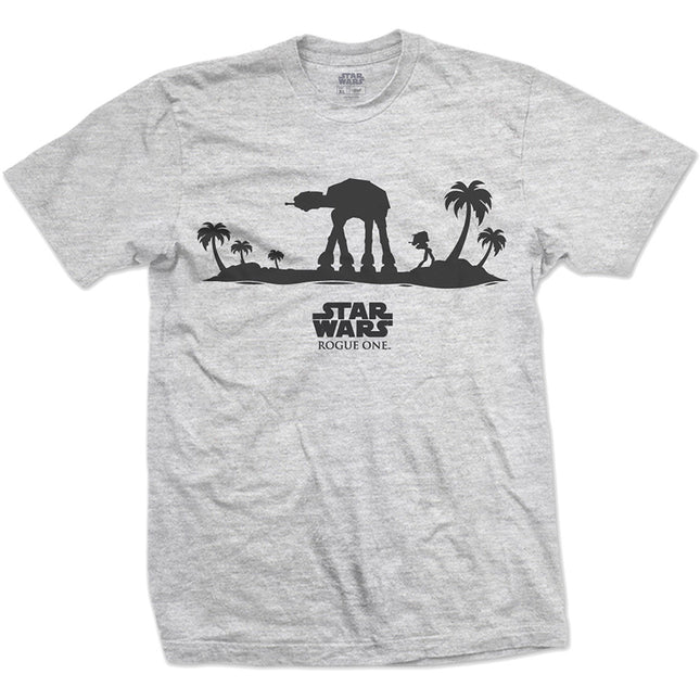 Star Wars Rogue One at-at Episode VIII Silhouette Line Art Cotton Short Sleeves Tee Shirt Gray