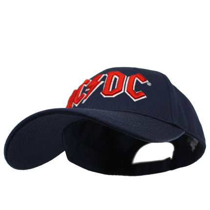 AC/DC Red Logo Unisex Cotton Adjustable Baseball Cap Navy Blue