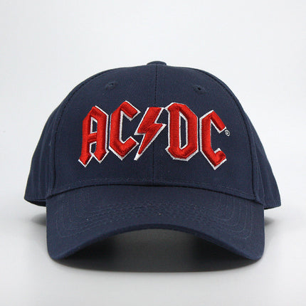 AC/DC Red Logo Unisex Cotton Adjustable Baseball Cap Navy Blue