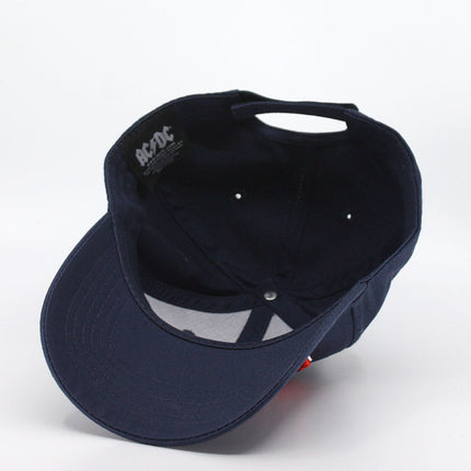 AC/DC Red Logo Unisex Cotton Adjustable Baseball Cap Navy Blue