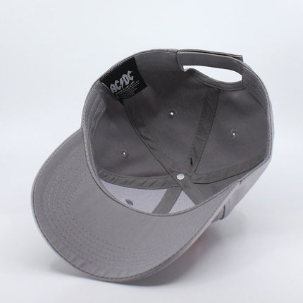 AC/DC Red Logo Unisex Cotton Adjustable Baseball Cap Grey