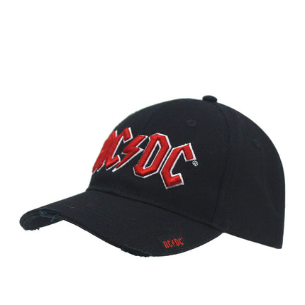 AC/DC Unisex Cotton Distressed Baseball Cap Red Logo