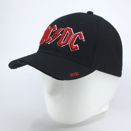 AC/DC Unisex Cotton Distressed Baseball Cap Red Logo