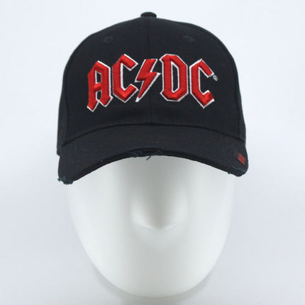 AC/DC Unisex Cotton Distressed Baseball Cap Red Logo