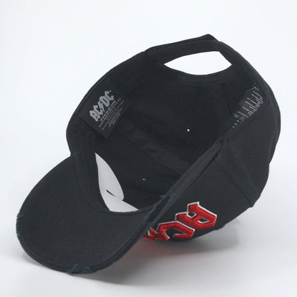 AC/DC Unisex Cotton Distressed Baseball Cap Red Logo