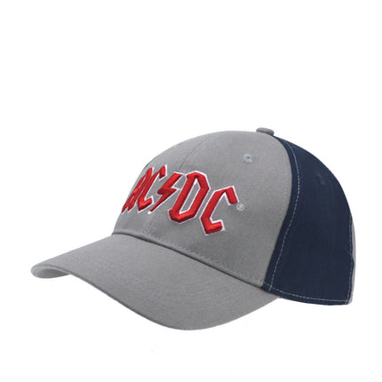 AC/DC Red Logo 2 Tone Unisex Cotton Adjustable Baseball Cap Grey/Navy Blue