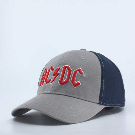 AC/DC Red Logo 2 Tone Unisex Cotton Adjustable Baseball Cap Grey/Navy Blue