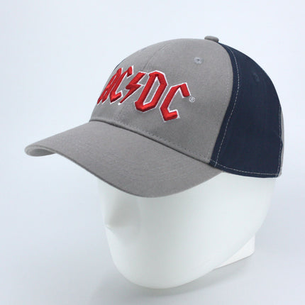 AC/DC Red Logo 2 Tone Unisex Cotton Adjustable Baseball Cap Grey/Navy Blue