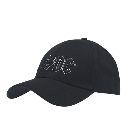 AC/DC Black Logo Unisex Embroidered Cotton Adjustable Baseball Cap Black