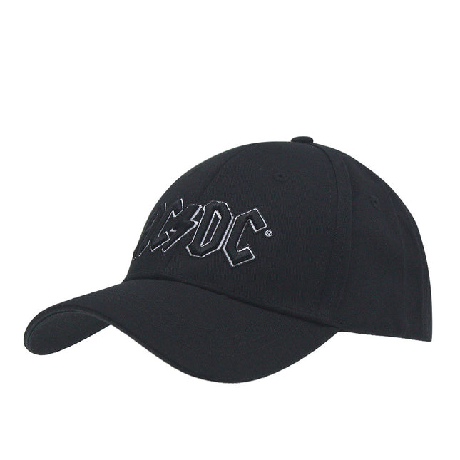 AC/DC Black Logo Unisex Embroidered Cotton Adjustable Baseball Cap Black