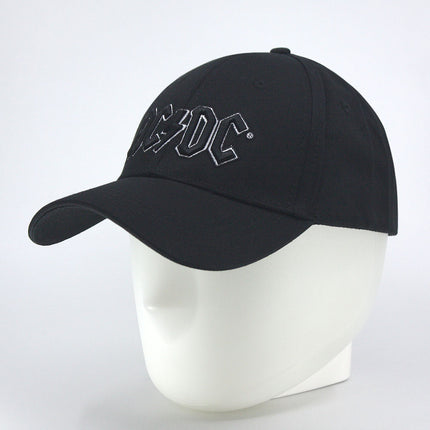AC/DC Black Logo Unisex Embroidered Cotton Adjustable Baseball Cap Black