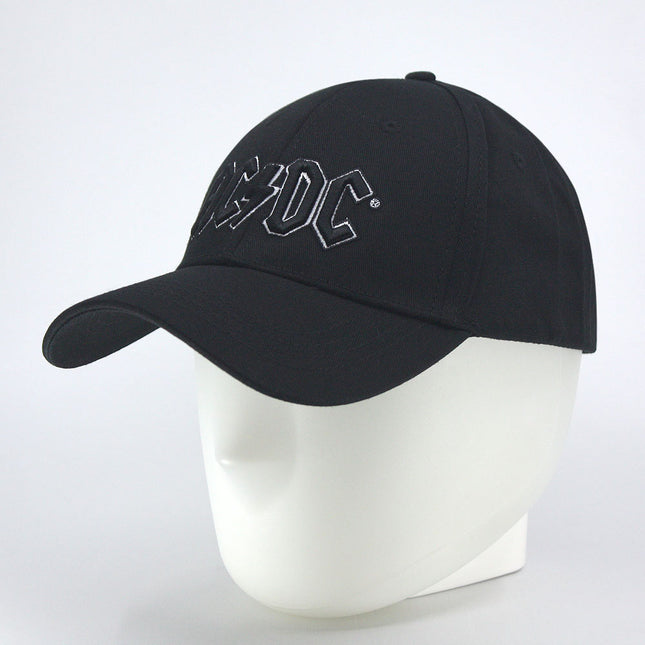 AC/DC Black Logo Unisex Embroidered Cotton Adjustable Baseball Cap Black