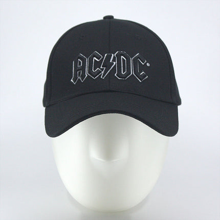 AC/DC Black Logo Unisex Embroidered Cotton Adjustable Baseball Cap Black
