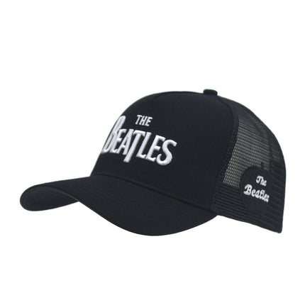 The Beatles Mesh Back Baseball Cap – Drop T Logo & Apple (Black)