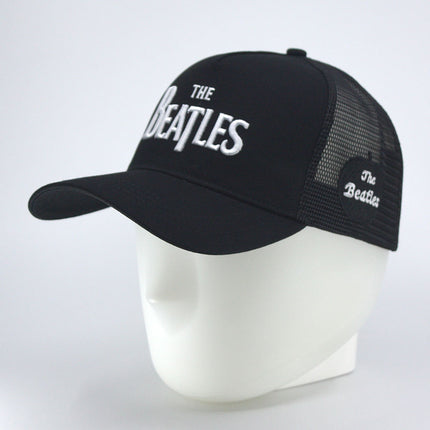 The Beatles Mesh Back Baseball Cap – Drop T Logo & Apple (Black)