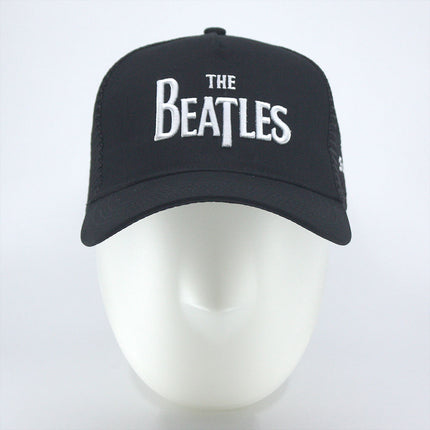 The Beatles Mesh Back Baseball Cap – Drop T Logo & Apple (Black)